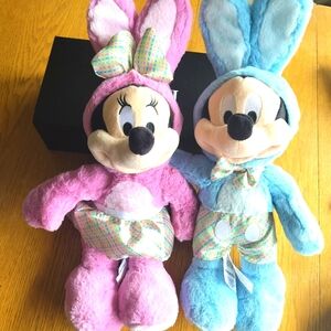 Disney NWT Mickey & Minnie Plush Bunnies Pink And Blue